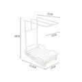White kitchen rag holder with draining tray, countertop sponge and towel organizer rack. - White