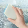 Cleaning sponge brush for bathroom glass and tile, white and blue dual-layer household tool. - Replacement Sponge Heads