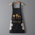 Zwarte keukenschort waterdicht om te koken met zakken en handdoeken voor thuisgebruik. - 18 Zijde 110g / Zwart Handen Afvegen + Waterdicht En Oliebestendig