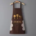 Waterdichte keukenschort met nekband en absorberende zijdelingse handdoeken voor koken. - 18 Zijde 110g / Bruin Handen Afvegen + Waterdicht En Oliebestendig