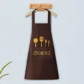 Brown kitchen waterproof apron with pocket cute cooking utensil print cooking helper nice - Brown Waterproof And Oil-Proof