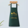 Waterproof kitchen apron with pockets, stylish cooking design in deep green color. - Green Waterproof And Oil-Proof