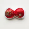 Chinese style red brocade embroidery bow accessory for New Year DIY brooch and hair decor - Original (Back Opening) / Round Corner Large Pattern