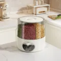 Roterende graanopbergdoos met meerdere roosters, vochtbestendige rijstdispenser voor keuken. - Grijs-Klein
