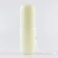 Portable striped travel toothbrush case wash cup container in white variant model - White