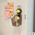 Wandgemonteerde zuignap keuken opbergmand voor uien gember knoflook met schattig eend ontwerp. - Enkele Laag / Transparant Grijs