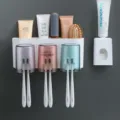 Wall-mounted toothbrush holder set with 3 cups punch free bathroom organizer for family - 3-Slot Holder with Toothpaste Squeezer