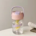 Borraccia rosa con infusore per tè, cannula e manico viola per uso scolastico quotidiano. - Bicchiere per tè portatile - Rosa