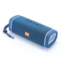 Tragbarer Outdoor Bluetooth Lautsprecher mit Stoffnetz Design, bunten Lichtern und Akku. - Dunkelblau