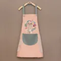 Roze keukenschort met schattig konijnenpatroon en handdoeken aan de zijkant voor koken - Handveeg Stijl / Roze