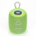 Haut-parleur Bluetooth cylindrique vert portable avec lumière LED et tissu en maille. - Vert Fluorescent