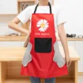 Waterdicht keukenschort met madeliefje, handdoeken en zakken voor handig koken. - Madeliefje-stijl met handdoek (rood-zwart)