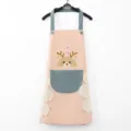 Schicke rosa Küchenschürze mit süßem Hirsch und Handtüchern wasserdicht ärmellos kochen - Hirsch Handtuch Rosa