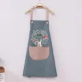Waterdichte keukenschort met schattige konijnen- en bloemenkransprint, roze zak en band. - Waterdichte Stijl / Blauw