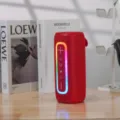 Portable wireless bluetooth speaker with colorful LED lights, bass sound and TF card support. - Red