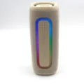 Tragbarer kabelloser Bluetooth-Lautsprecher mit buntem RGB-Licht und beigem Stoff Mesh Design. - Grau
