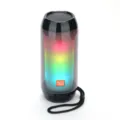 Tragbarer kabelloser Bluetooth-Lautsprecher mit bunten RGB-Lichtern und Trageschlaufe. - Schwarz