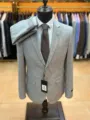 Κομψό ανδρικό γκρι slim fit μονόκουμπι κοστούμι με σακάκι και παντελόνι για γάμο και εργασία. - XXXXL 56 / Ανοιχτό γκρι