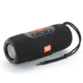 Tragbarer kabelloser Bluetooth-Lautsprecher mit sattem Sound und praktischem Tragegurt für unterwegs. - Schwarz