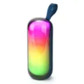 Mini haut-parleur Bluetooth portable avec lumières RGB, basses sans fil et support de carte TF. - Bleu