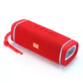 Tragbarer kabelloser Bluetooth-Lautsprecher mit rotem Stoffnetz und LED-Leuchten für draußen. - Rot