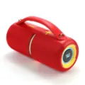 Tragbarer kabelloser Bluetooth-Lautsprecher mit Griff, starkem Bass und LED-Licht - Rot