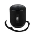 Mini kabelloser Bluetooth Lautsprecher Detailansicht, schwarzes zylindrisches Design mit Kordel. - Schwarz