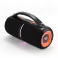 Tragbarer kabelloser Bluetooth-Lautsprecher mit Tragegriff, bunten Lichtern und starkem Bass. - Schwarz