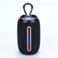 Tragbarer kabelloser Bluetooth-Lautsprecher zylindrisch Mini Outdoor Bass mit buntem LED-Licht. - Schwarz