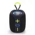 Portable mini outdoor Bluetooth speaker with LED light TWS wireless audio gadget detail view - Black