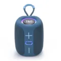 Portable mini Bluetooth speaker with TWS, colorful LED lights and convenient hanging loop. - Blue