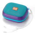 Tragbarer kabelloser Bluetooth-Lautsprecher Detailansicht, kompaktes Makaron-Mini-Design. - Lila