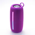 Purple portable bluetooth speaker with LED light strip, outdoor wireless mini sound box - Purple