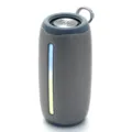 Tragbarer Bluetooth Lautsprecher mit LED Licht, graues Netzdesign, kabelloser Outdoor Sound. - Grau