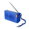 Haut-parleur Bluetooth sans fil portable avec radio FM, antenne et dragonne de couleur bleue. - Bleu
