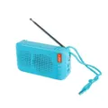 Haut-parleur Bluetooth sans fil portable avec antenne radio FM et lanière de couleur cyan. - Vert