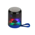 Portable wireless Bluetooth speaker with colorful LED lights, clear sound and hanging strap. - Blue
