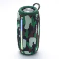 Portable waterproof wireless Bluetooth speaker with camo mesh, LED light and strap outdoor. - Camouflage