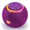 Portable mini spherical bluetooth speaker with colorful light effects and wireless stereo sound. - Purple