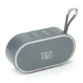 Tragbarer Mini-Wireless-Bluetooth-Lautsprecher Nahaufnahme mit Trageschlaufe und Tasten. - Grau Offizieller Standard
