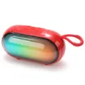 Red portable wireless bluetooth speaker with RGB colorful lights and strap variant. - Red