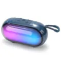 Portable wireless Bluetooth speaker with vibrant RGB colorful lights and deep bass sound. - Blue