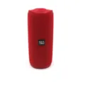 Tragbarer kabelloser Bluetooth-Lautsprecher in Rot, zylindrisches Netzdesign mit starkem Sound. - Rot