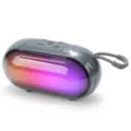 Portable wireless Bluetooth speaker with vibrant RGB lights, TWS bass sound, and hanging strap. - Gray
