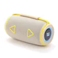 Tragbarer kabelloser Bluetooth-Lautsprecher mit zylindrischem Stoffdesign und RGB-Licht. - Grau