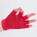 Gants de yoga antidérapants demi-doigts avec picots pour le fitness et le sport - Taille unique / Tout coton - rose rouge