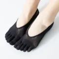 Damen Sommer Mesh Zehensocken Unsichtbare Bootsocken Atmungsaktives Samt Flache Schuhe. - Einheitsgröße / Netz-Stil / Schwarz