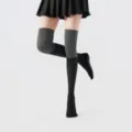 Herfst winter kleurblok over de knie yoga sokken grip pilates antislip lange kousen - Eén maat / Grijs En Zwart