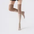 Chaussettes de yoga hautes color block antidérapantes pilates pour automne hiver chaud - Taille unique / Kaki