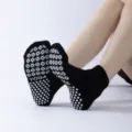 Zwarte antislip yogasokken voor dames, ademende gripsokken met siliconen stipjes voor pilates fitness. - Eén maat / Zwart